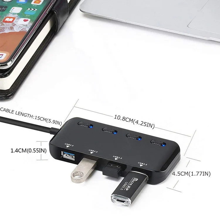 USB Hub 4 Ports Hub High Speed HUB USB 3.0 Splitter Adapter Fast Charging For Tablet Laptop PC Computer Drop shipping