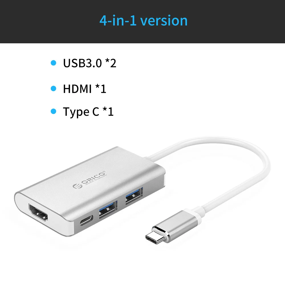 ORICO USB C концентратор type C-HDMI RJ45 VGA для MacBook samsung HUAWEI type C USB 3,0 концентратор 15 см usb-хаб - Цвет: XC-301