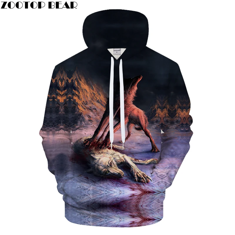 

Ferocious Wolf 3D Printing Hoodies Mens Hoody Sweatshirt 2018 Autumn Mens Clothing Tracksuit Pullover Drop Ship ZOOTOP BEAR