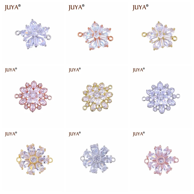 Juya материал для изготовления украшений серии роскошный Циркон Кристалл цепочка из цветов Подвески для браслет, ожерелье, серьги DIY Результаты