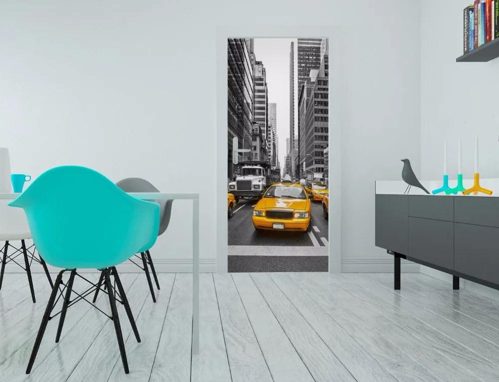 door-stickers-styles-living-room-tyellow-taxis-in-new-york-city-usa