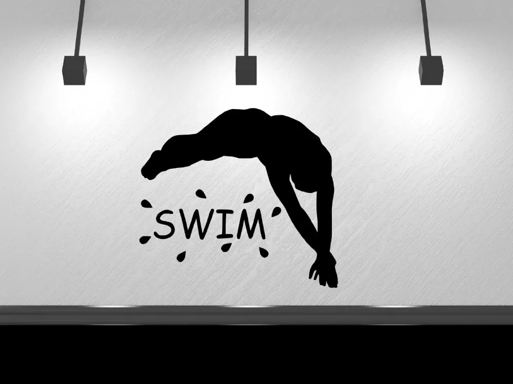 Swim Vinyl Wall Decal Quote Swim Swimming Sport Swimer Mural Art Wall