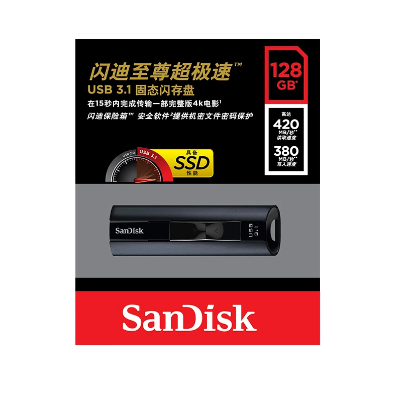 Двойной Флеш-накопитель SanDisk SDCZ880 Extreme PRO 128 ГБ USB 3,1 USB флэш-накопитель 256 ГБ флэш-накопитель высокой скорости 420 МБ/с. флеш-накопитель Usb Memory Stick