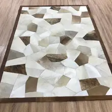 Светло-серая и коричневая шерсть коровы натуральные шкуры настоящая кожа Лоскутные коврики из воловьей кожи и ковры