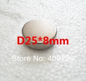 

3pcs/lot Super Powerful Strong Rare Disc NdFeB Magnet Neodymium N35 Magnets D25X8mm--free shipping