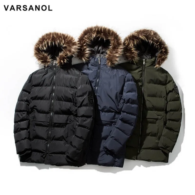 

Varsanol Men's Parka Thick Winter Jacket Coat For Men Long Sleeve Warm Coats With A Hood Fashion Outwear Long Style New 3XL