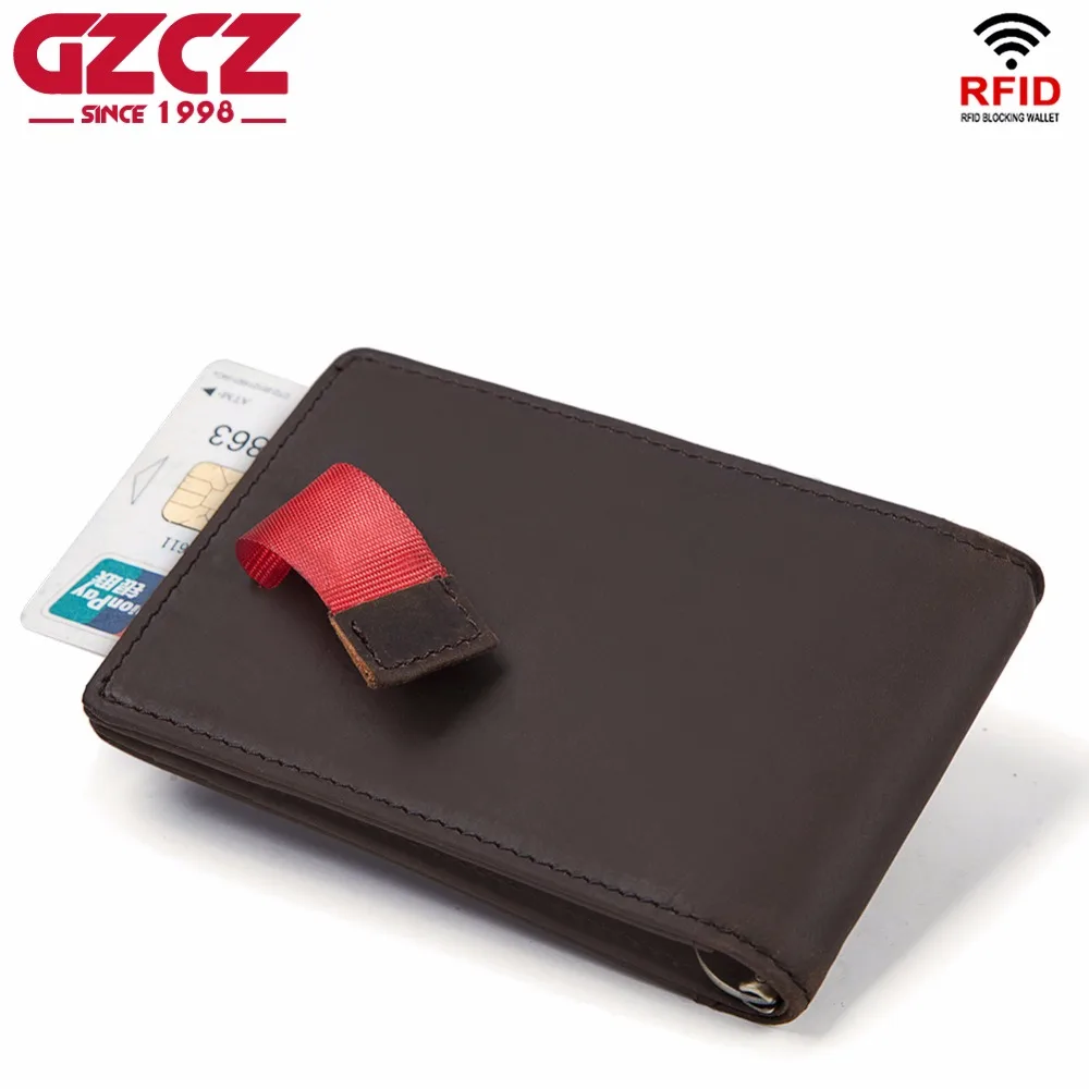 GZCZ Лидер продаж! Кошелек мужской из натуральной воловьей кожи с Rfid защитой|Зажимы