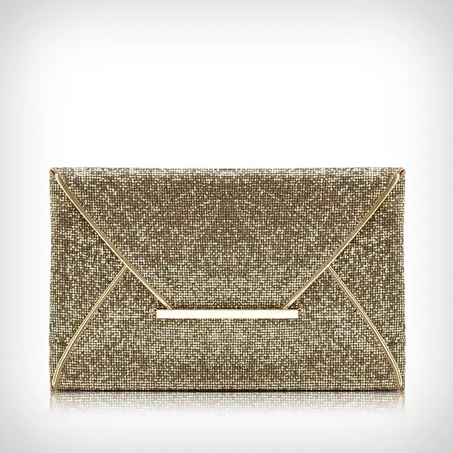 New Arrival HOT Sale Glittered Gold Color Envelope Clutch,Party Bag