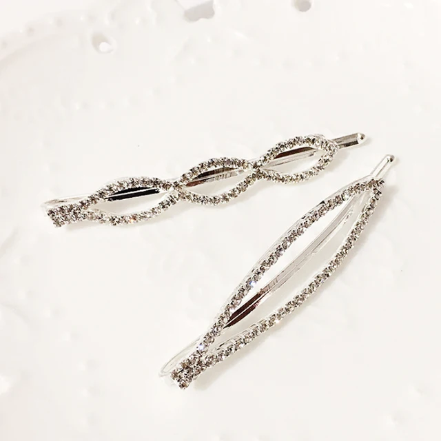 Fashion 1PC Rhinestones Hair Clips A Word Folder Gift Exquisite Hair Pin Crystal Children Adult Hair Barrettes Hair Accessories