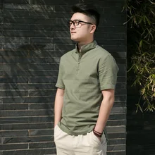 Chinese wind linen shirts men’s spring, summer, short sleeve blouse loose t-shirts retro men’s clothing
