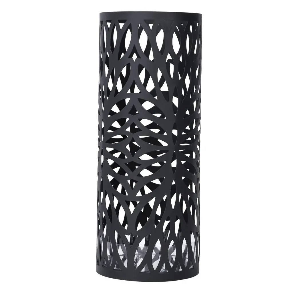 

Black round Umbrella Stand Rack Free Standing for Canes/Walking Sticks 2 Hooks