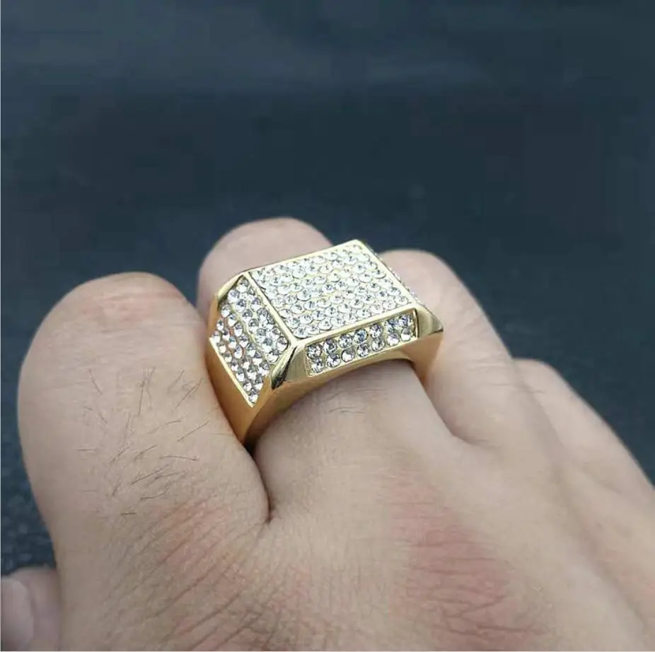 2018 Новое поступление золотой цвет нержавеющая сталь мужчины хип хоп iced out яркое