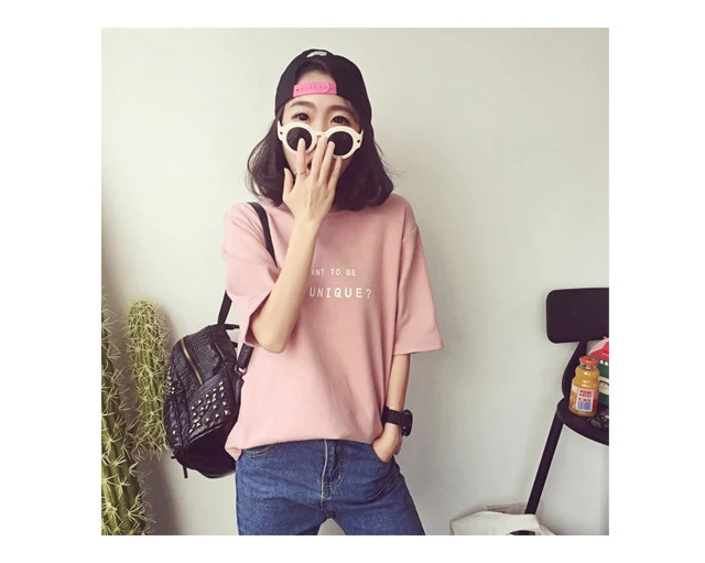 Summer Short Sleeve Soft T-Shirt New O-Neck Letter Print Loose Women T-Shirts Girls Lady T-Shirt Casual Student Tops Tee