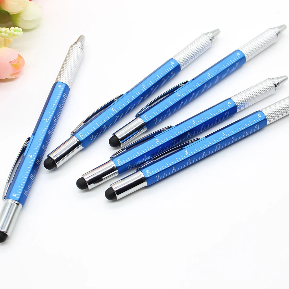Pen with Ruler Ballpoint Pen Pencil Mens Gift Creative Useful Multifunction Tool Ruler Multifunction 5 Colors Black Ink