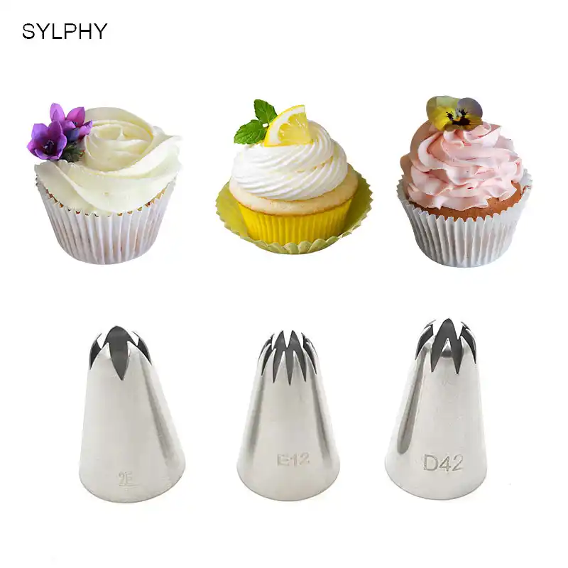 2e E12 D42 3pcs Cream Nozzles Set Cake Decoration Tips Icing