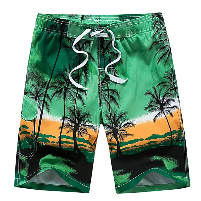 Vacation Style Men's Shorts Hawaii Coconut Floral Summer Male