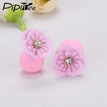 Новые элегантные матовые эмалированные хрустальные серьги с цветочком 16 мм жемчужный шар Двухсторонние серьги-гвоздики для женщин девушек Pusety ювелирные изделия