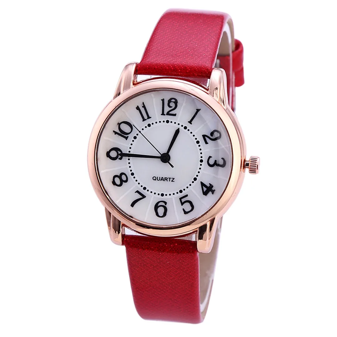 Faux Leather Arabic Numbers Watch  Fashion Casual Women Analog Quartz Watchh Female Wristwatches Relogio Feminino Shellhard