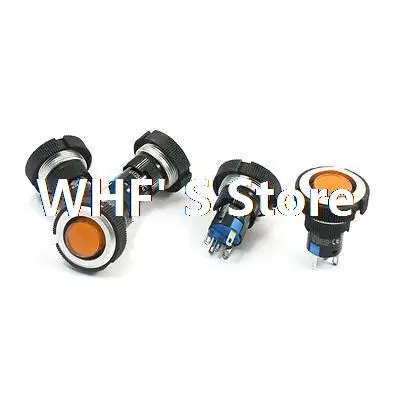 

5Pcs 22mm SPDT 1NO 1NC 5-Pin Locking Orange Pilot LED Lamp Push Button Switch 12V