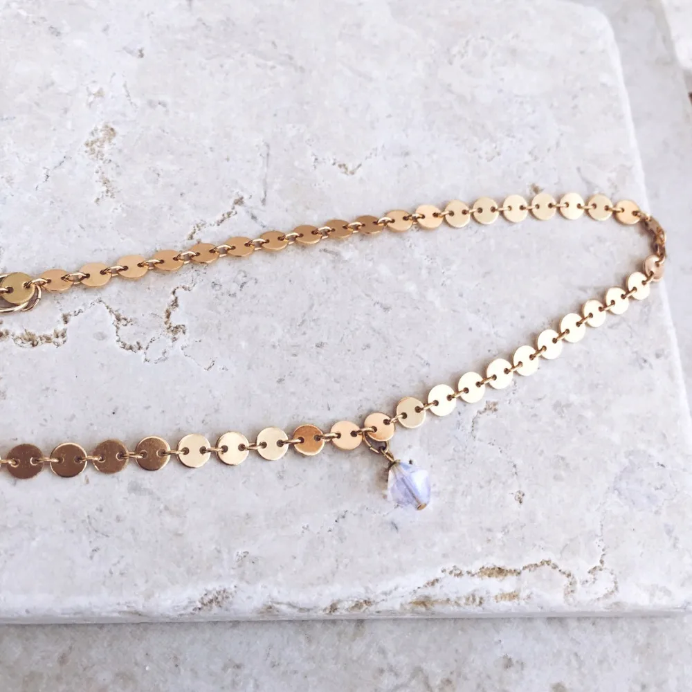 Продукт-чистое ожерелье с короткой цепочкой, расшитое блестками, однослойное ожерелье с цепочкой для подружки presentXL0263