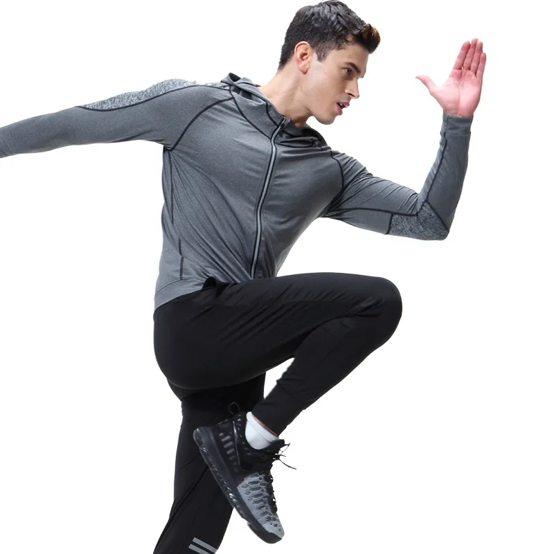 

Sportswear Men's Running Set Exercise Jogging Clothes Sportswear Zipper coat and Pants Gym Training Fitness Set 2 Pieces/Set