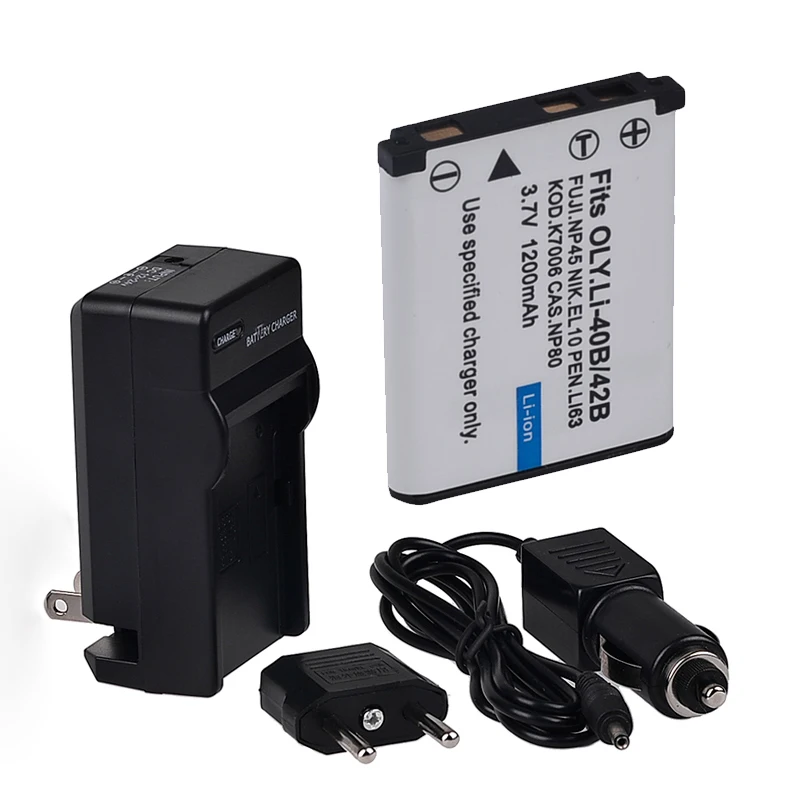 3.7V 1200mAh Li 40B Li 40B 42B Camera Battery charger for Olympus Li