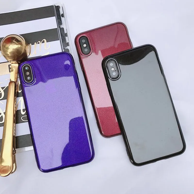 

For iPhone 8 Fashion Glitter Solid Color Smooth Cover Case For iPhone 6 6S 7 8 Plus X Solf Silicon TPU Cases Back Protect Funda