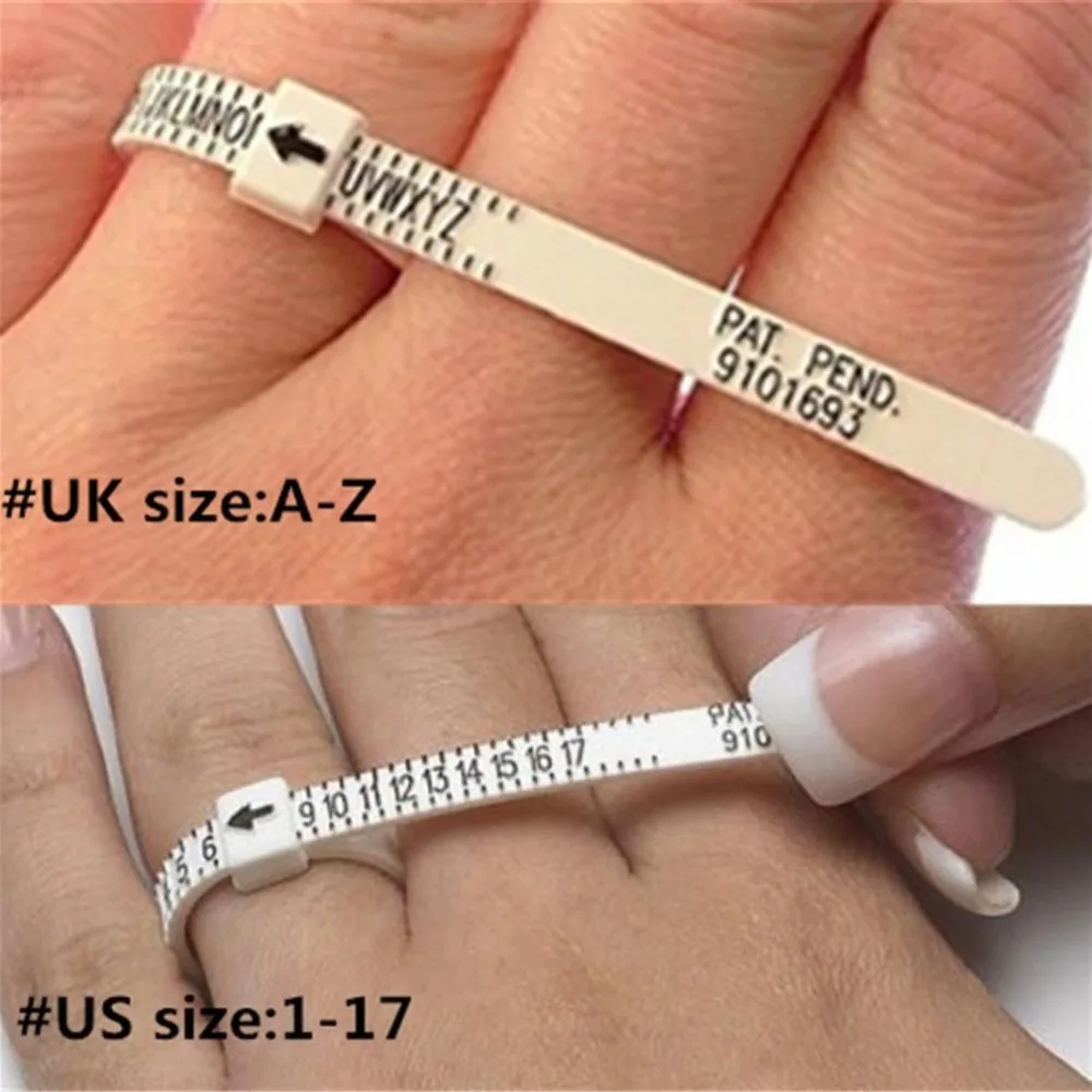 Portable Size UK US Ring Sizer Measure Finger Gauge For Wedding Ring Band Genuine Tester