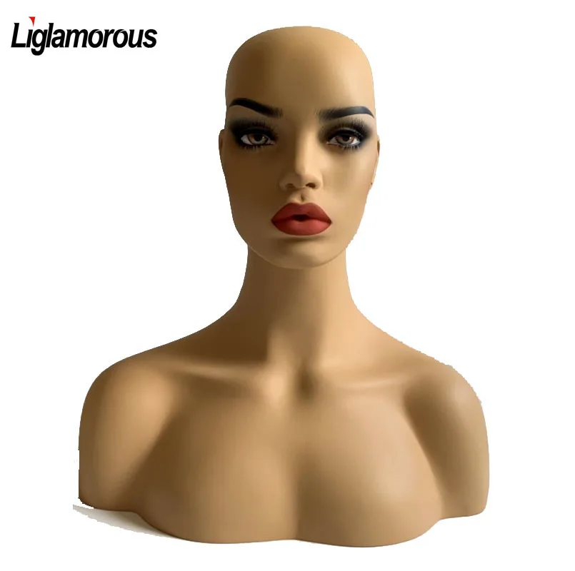 

New 1PC High-end luxury Female Realistic Mannequin Head Fiberglass Jewelry And Hat Display Glasses Mold Stand Torson Wig No.33