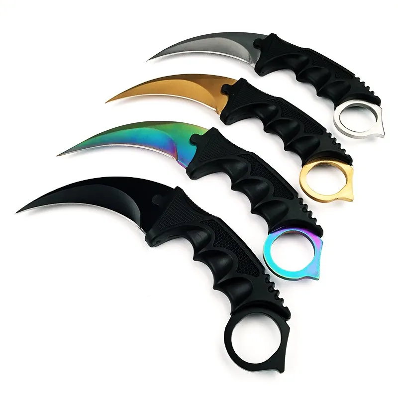 Нож Karambit CS GO с фиксированным лезвием, никогда не выцветает, контр страйк, бои, коготь, ножи для выживания, кемпинга, EDC, косплей, инструменты