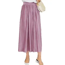 Высококачественная одежда,, новая плиссированная юбка, 6 цветов, длинные юбки, Сексуальная атласная ткань