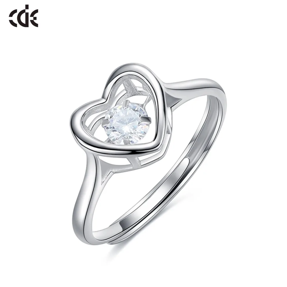 

CDE Crystals from Swarovski Smart moving heart Fashion Fine woman Ring 2019 S925 sterling silver anniversary Jewelry gift NEW