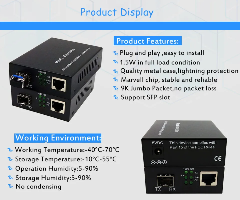 10/100/100 м волокно оптический media converter 1 порты и разъёмы sfp до rj45 ГБ, Оптический ethernet для ip камера