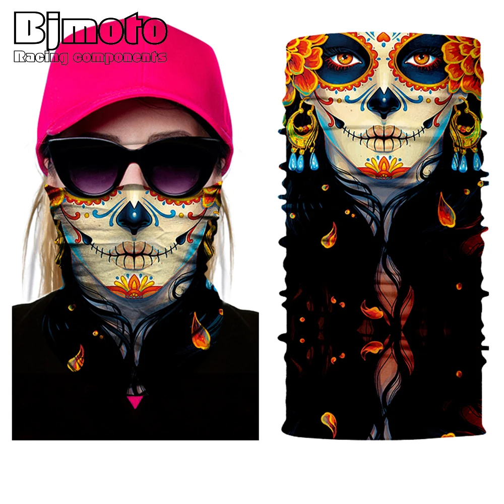 

Bjmoto US Biker Joker Dark Indian Skull smile clown Snow Ski cycling Fishing Face Mask Shield Wind Head Headwear Bandana Tube