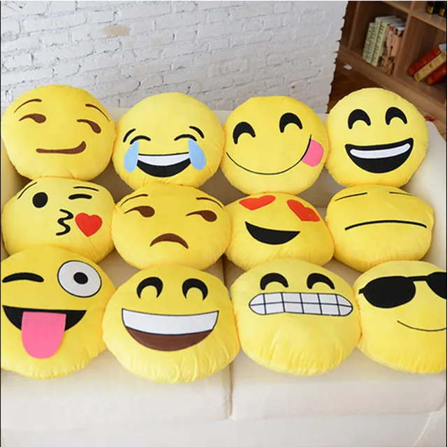 17 Emoticon Emoji patrón amarillo redondo cojín almohada casa