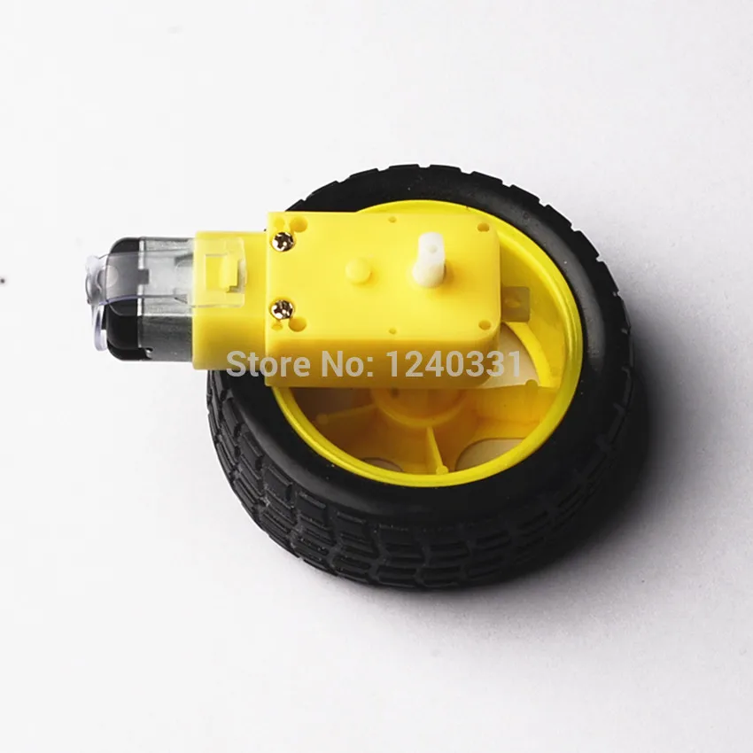4PCS DC 3-6v Right-angle Gear Motor smart Car Robot Plastic Tire Wheel 