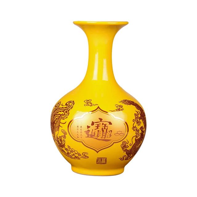 jingdezhen ceramic chinese yellow meaning vase ornaments living room yellow ornaments