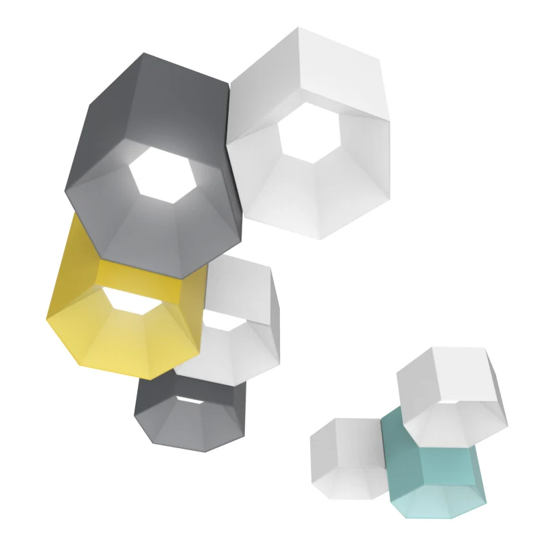 

Simple modern living room bedroom office ceiling light Nordic LED Makaron geometric hexagonal honeycomb ceiling lamp xuyiming