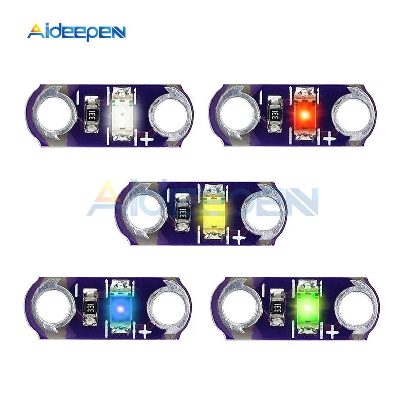 

5Pcs/lot DC 3V-5V 40mA Mini LilyPad LED Module Yellow/Green/White/Blue/Red Color Light Module Purple Board For Arduino DIY Kit
