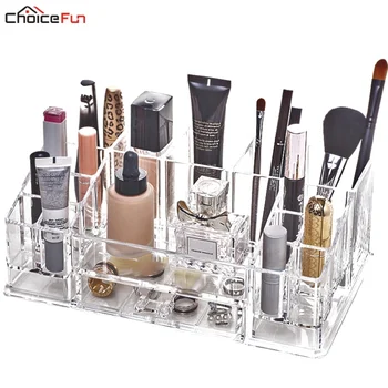 

CHOICEFUN Clear Acryl DIY Desktop Plastic Acrylic Skin Care Perfume Lipstick Nail Makeup Brush Cosmetic Organizer For Brushes