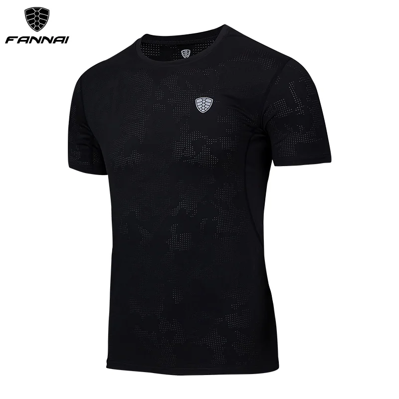 FANNAI White Running Shirt Sport Whole Fabric Super Breathable  Dry Fit Short Sleeve Fitness Bodybuilding Work out Gym Shirts