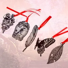 30 шт./партия, закладки для книги с черным пером, винтажная клетка из листиков, цветочные офисные школьные принадлежности, segnalibro, metallo A6521