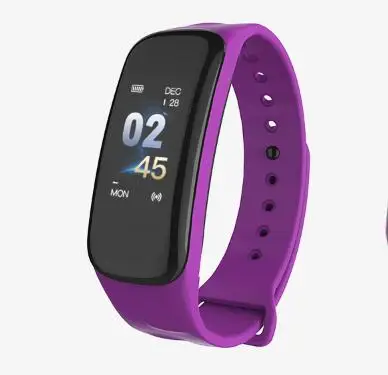 Purple C1Plus, умный браслет, цветной экран, кровяное давление, фитнес-трекер, пульсометр, смарт-браслет, спортивные браслеты для Android IOS - Цвет: Purple