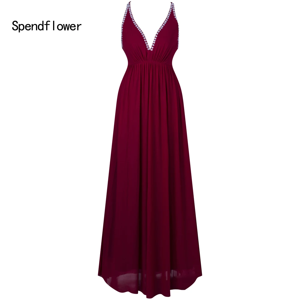 Spendflower для женщин невесты без рукавов Макси Пром Красный Вечерние платья G-111BG