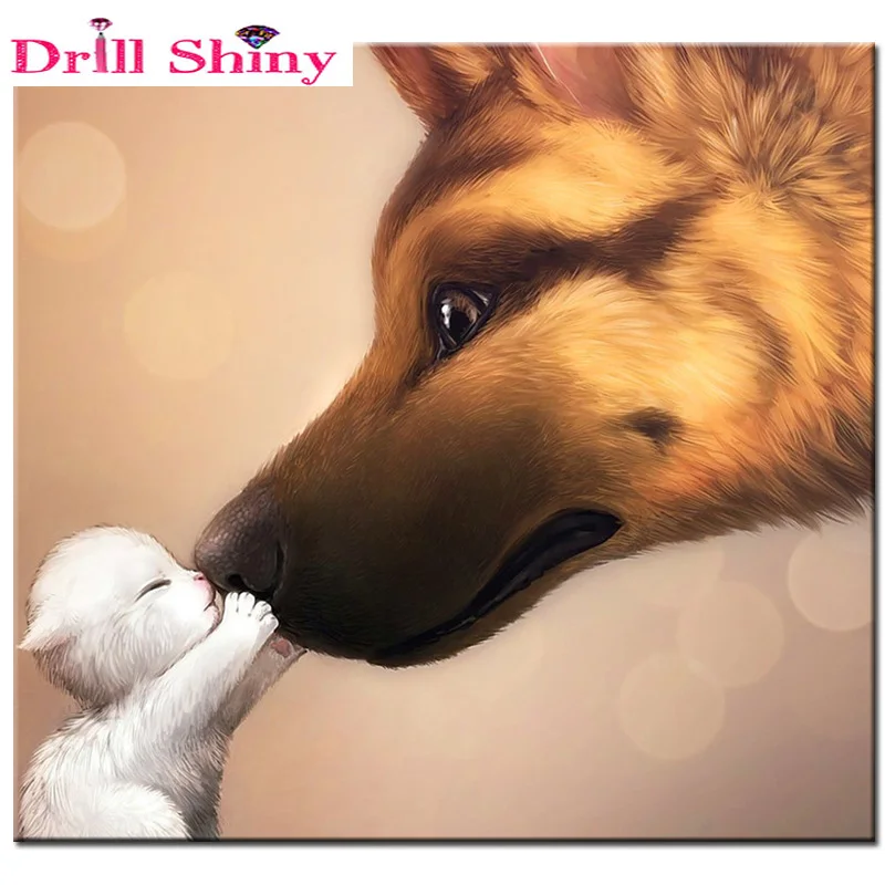 

New 5D DIY diamond painting full square diamond dog kiss rabbit picture crafts murals gift decoration