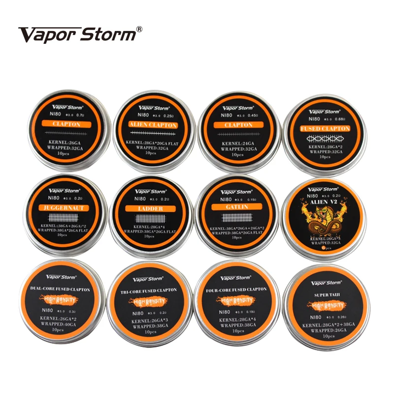 NI80 нихромовая катушка Vapor Storm высокая плотность Alien V2 Juggernaut Предварительно Построенная RDA нагревательная катушка для электронной сигареты RDA RBA RDTA