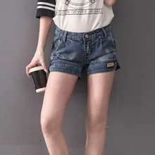 32-42 плюс размер Новые летние европейские женские сексуальные винтажные Рваные джинсовые шорты с разрезом для девочек большие прямые синие джинсовые шорты брюки
