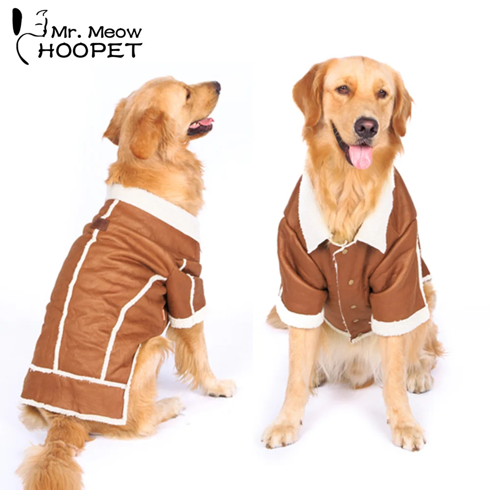 

Hoopet Fashion Big Dog Clothes Lamb Coat Thick Winter Warm Brown Apparel Outdoor Two Feet Pet Product for Dogs