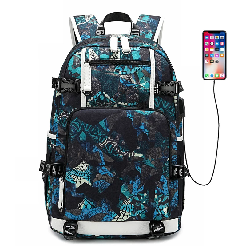 Trendy Letters Print Stylish Boy Backpack Waterproof Large USB Charge Teenager Bagpack High School Backpack for Boys Travel - Цвет: C