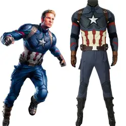 Мстители Endgame Капитан Америка Хэллоуин косплей костюм, полный набор наряд Капитан Америка Стив Роджерс комбинезон на заказ